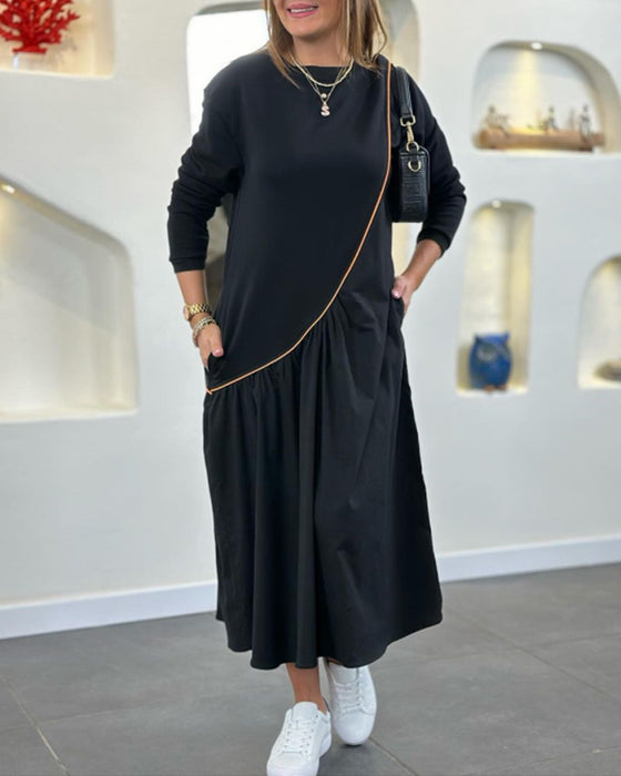 Robe droite avec poche et manches longues