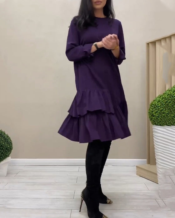 Robe mi-longue à volants