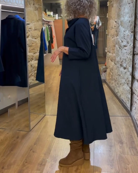 Robe décontractée avec poche de couleur unie