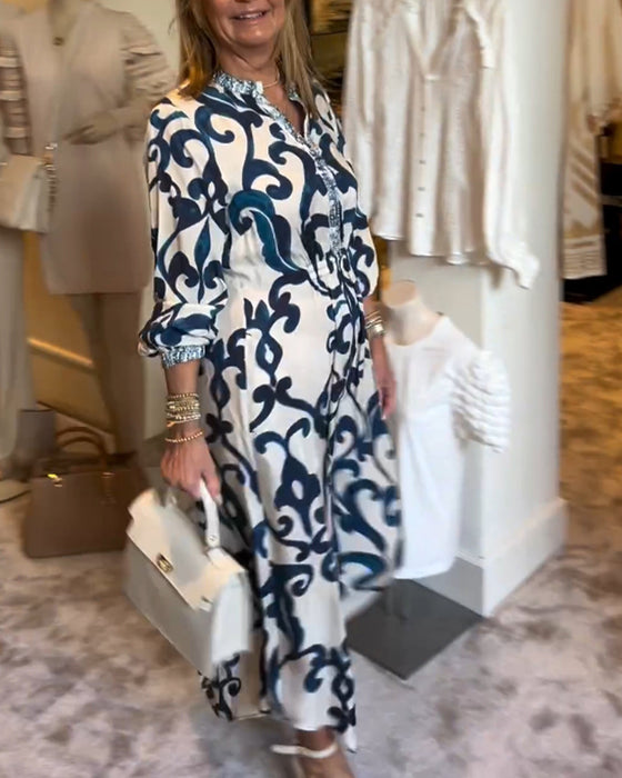 Robe ample imprimée à col en V