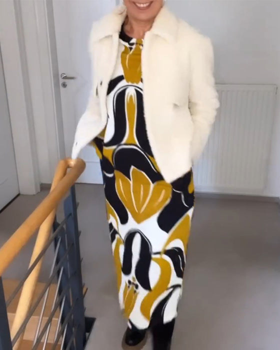 Robe imprimée à col rond