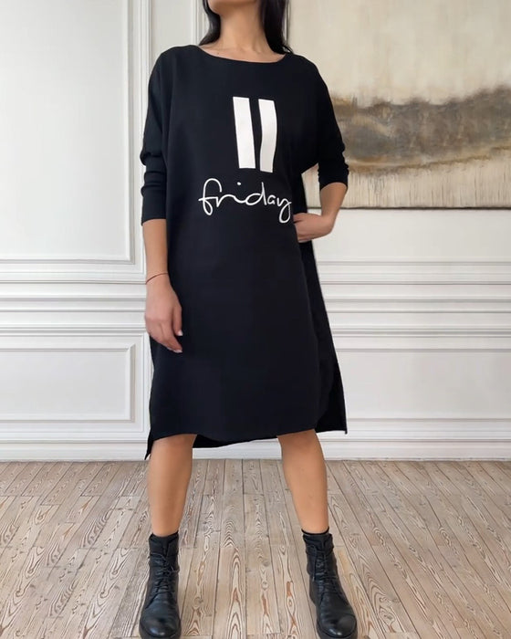 Robe simple imprimée fendue sur le côté