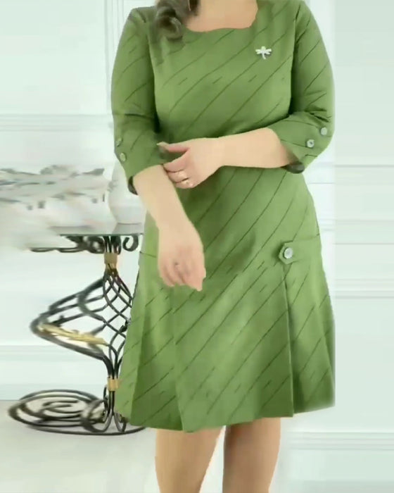 Robe élégante imprimée à col rond