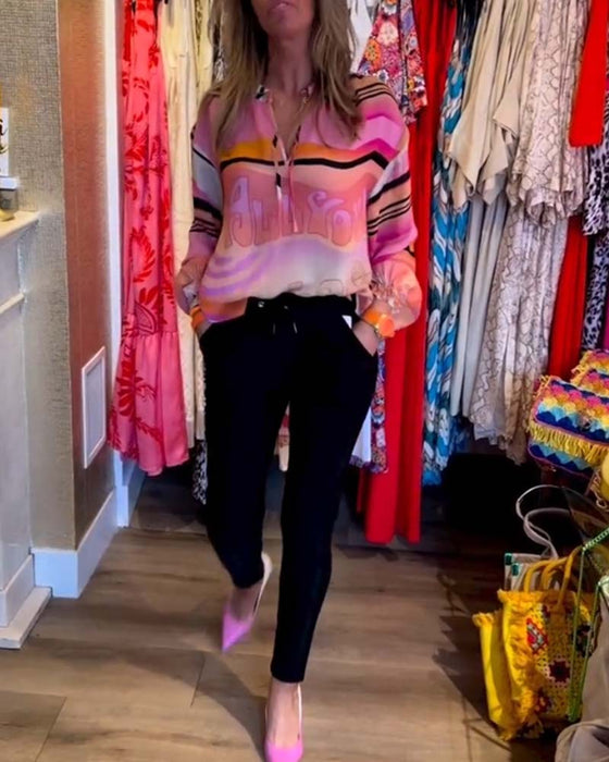 Haut décontracté à imprimé contrasté Suspension