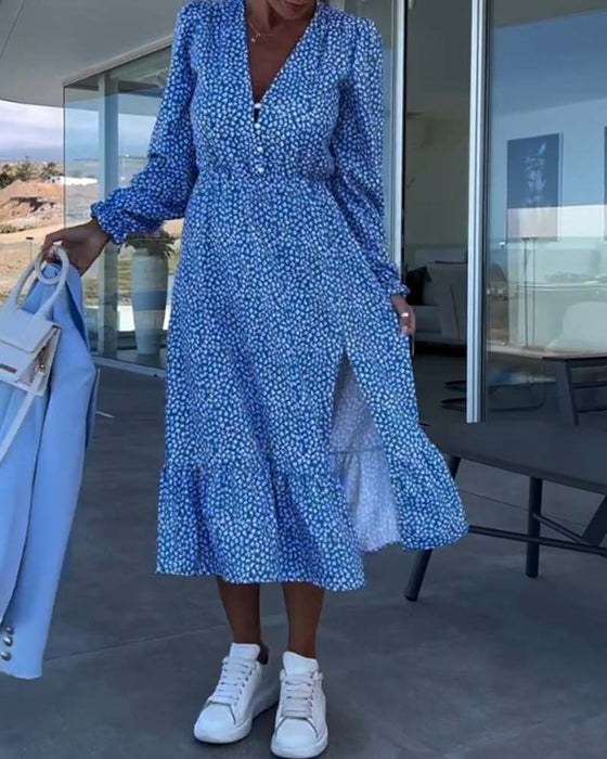 Robe patchwork fleurie col V