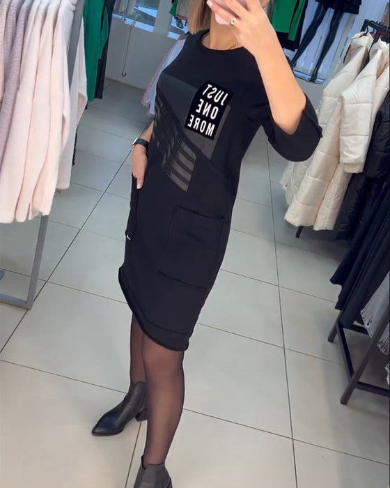 Robe droite imprimée avec poche