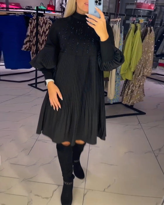 Robe à manches ballon et col montant