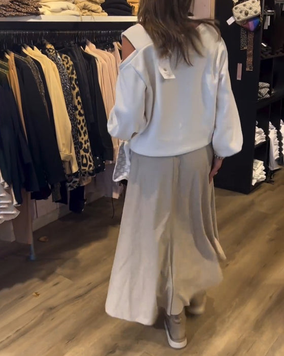 Sweat-shirt simple à épaules dénudées