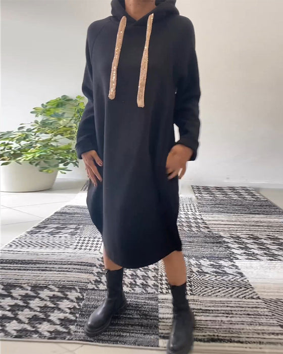 Robe à capuche décontractée de couleur unie