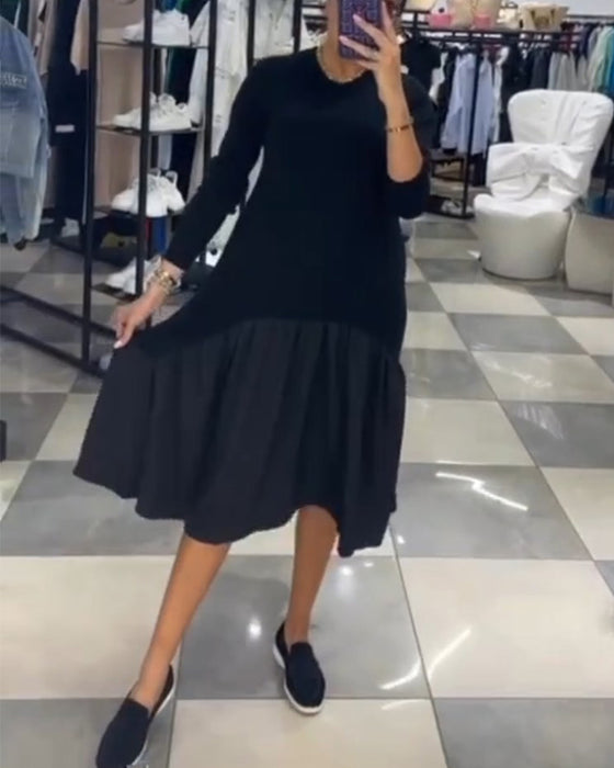 Robe patchwork décontractée avec volants