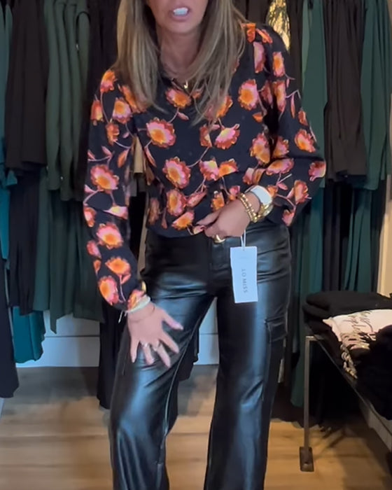 Haut causal avec imprimé floral