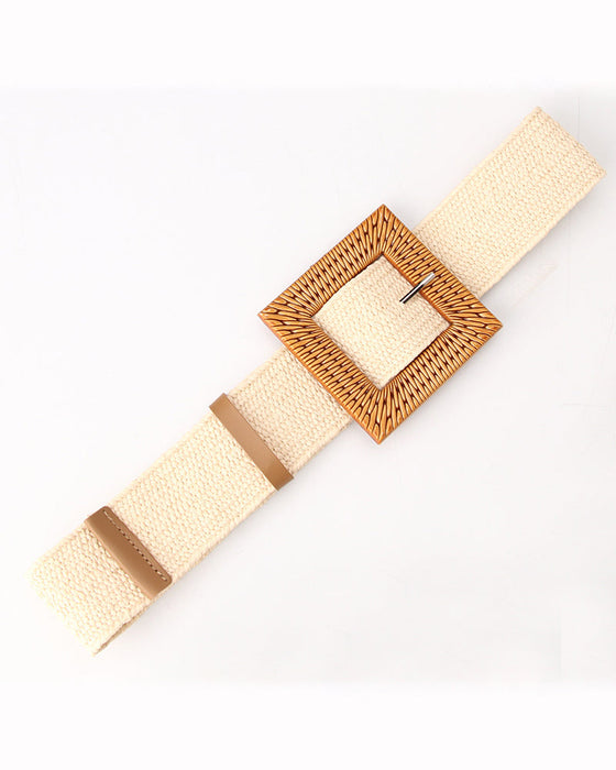 Ceinture élastique pour femme tissée d'herbe